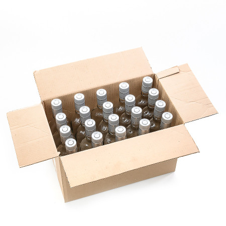 20 бутылок "Фляжка" 0,5 л с пробками гуала в коробке в Курске